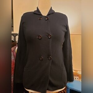 Volcom Women's Black 100% Cotton Double-Breasted Cardigan